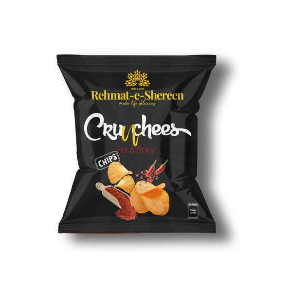 Rehmat E Shereen Potatos Chips Hot n Spice - 100gm (24pcs)